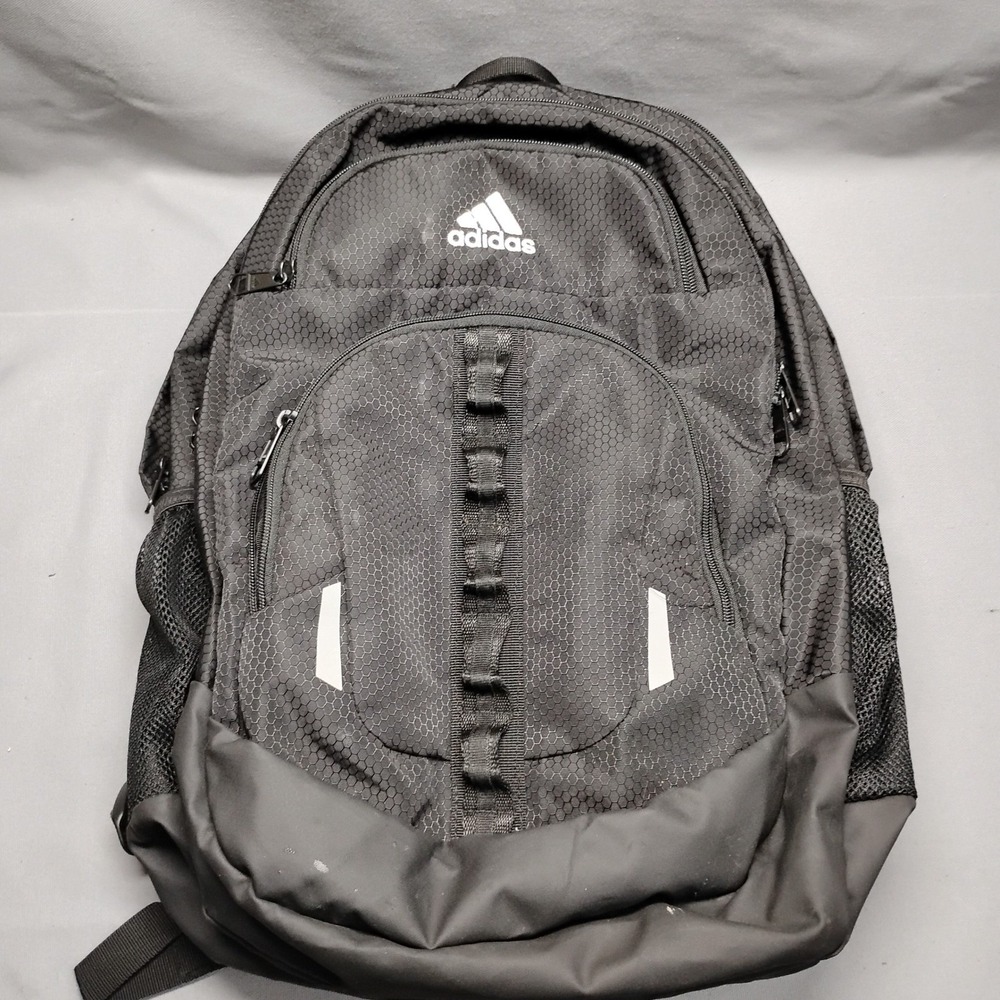 Adidas Prime Backpack Black Grey Hexagon Pattern LoadSpring Straps Laptop Sleeve